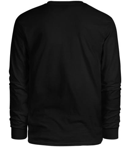 Back view of black Armadyne Manufacturing long-sleeved shirt, featuring a clean, simple design with no logos or graphics for a classic look.