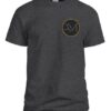 Dark heather grey Gildan cotton t-shirt with the Armadyne Manufacturing logo on the front, offering a comfortable and durable fit for casual wear.